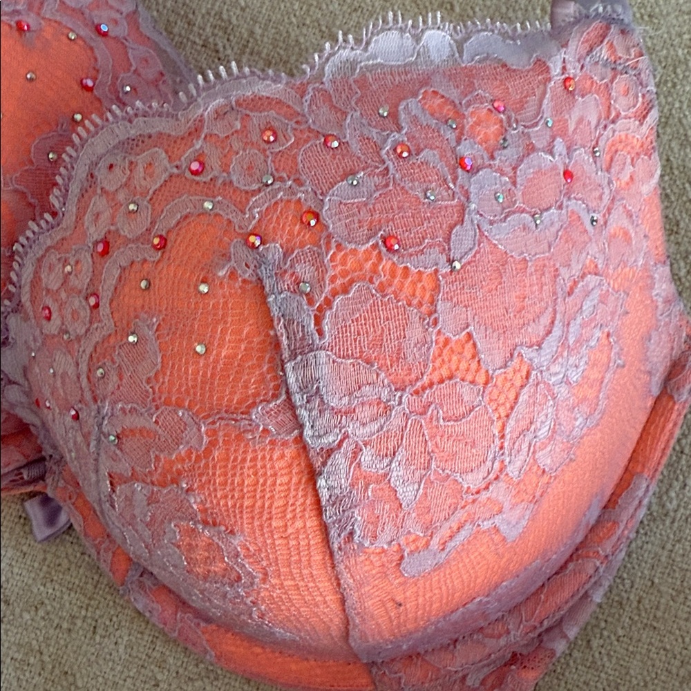 Victoria’s Secret Sexy Lace Trimmed Bra in Coral and Lavender